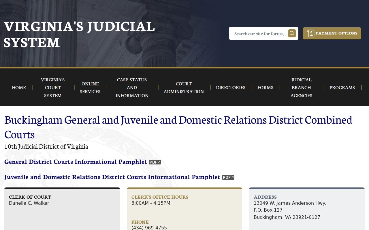 Buckingham County criminal court cases combined district court information