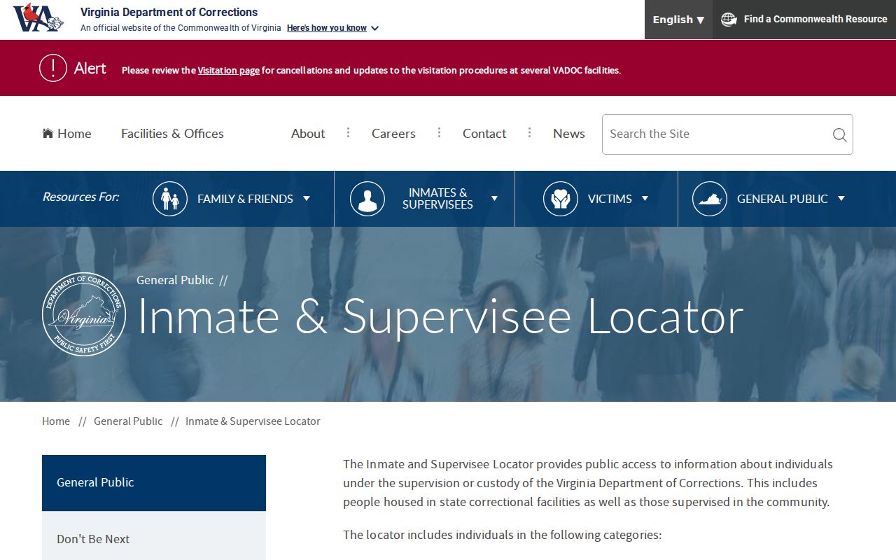Buckingham County criminal history VADOC inmate locator